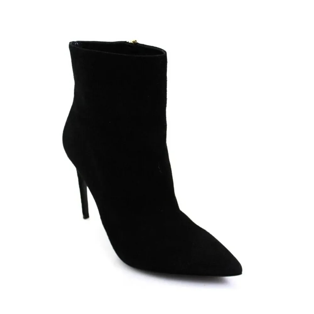 Ralph Lauren Collection Womens Point Toe Stiletto Ankle Boots Black Suede Size 8 - Picture 1 of 6